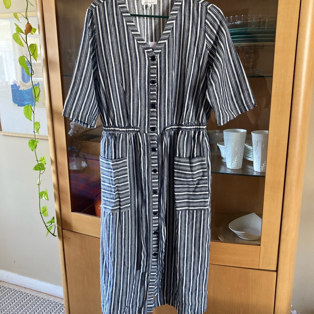 NWT Thought Clothing UK Striped Midi Dress